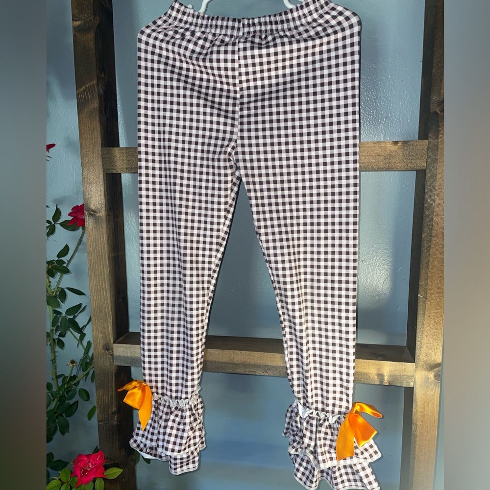 Brown/Orange Bow Ruffle Bottom